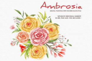 Ambrosia Watercolor Floral Clipart & Illustrations