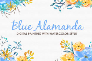 Blue Alamanda Watercolor Floral Style Illustrations