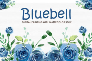 Bluebell Watercolor Floral Clipart & Illustrations