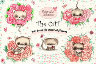 Cats and Flowers Watercolor Illustrations