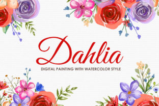 Dahlia Watercolor Floral Style Clipart Review
