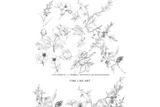 Hand Drawn Wild Flowers: Fine Line Illustrations