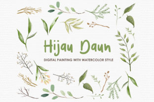 Hijau Daun Watercolor Floral Style Illustrations