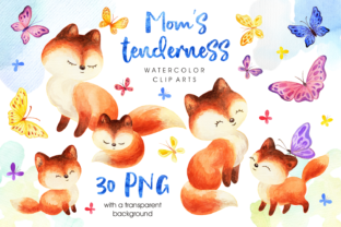 Mom's Tenderness Foxes Illustrations