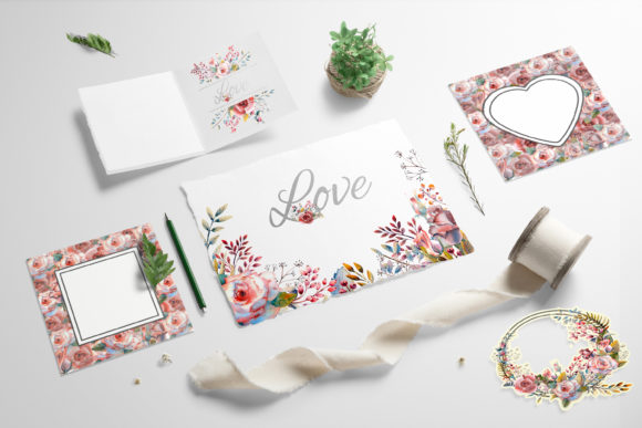 Pink Rose Watercolor Set Illustrations Review