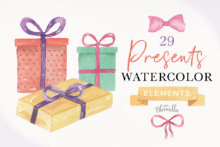 Presents Gifts in Watercolor Clipart & Illustrations