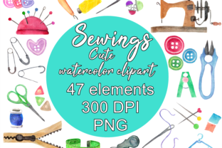 Sewing Watercolor Clipart Illustration
