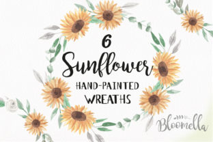 Sunflower Watercolor Wreath Set: Premium Illustrations