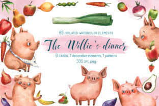 The Willie s Dinner Watercolor Set Illustrations