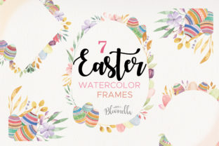 Watercolor Easter Egg Flower Frames & Illustrations