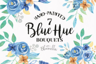 Watercolor Floral Blue Hue Clipart & Illustrations