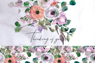 Watercolor Pink Peach Flowers Illustrations
