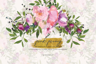Watercolor Pink Peony Clipart & Illustrations