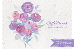 Watercolor Purple Peonies Clipart Review