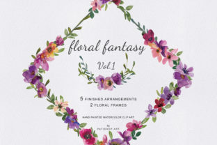 Watercolor Red Pink Purple Florals Illustrations