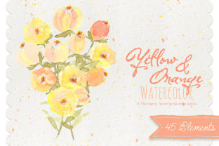 Watercolor Yellow Orange Flower Clipart & Illustrations
