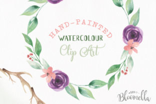 Watercolour Antler Floral Wreaths Illustrations