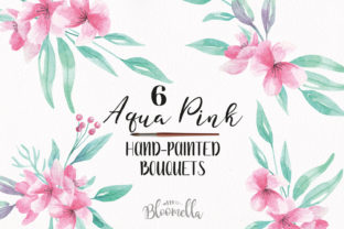 Watercolour Aqua Pink Floral Clipart Review