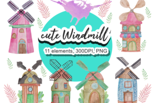 Windmill Watercolor Clipart Illustration Review